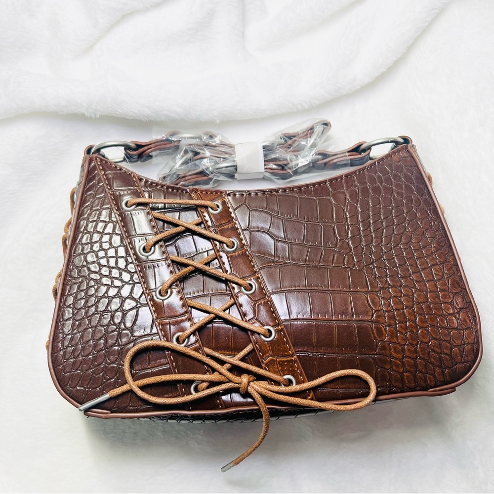Silence + Noise Kez Boho Laced Bag in Brown - NWT